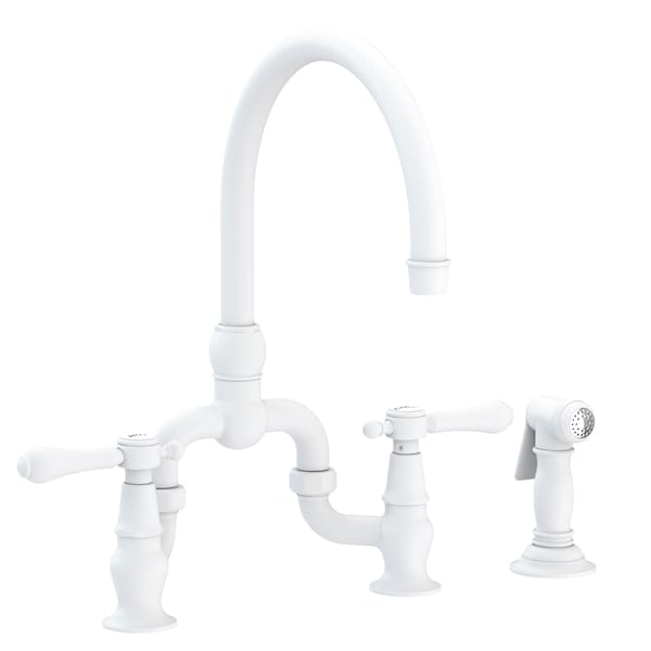Newport Brass Kitchen Bridge Faucet With Side Spray in Matte White 9459-52 - main